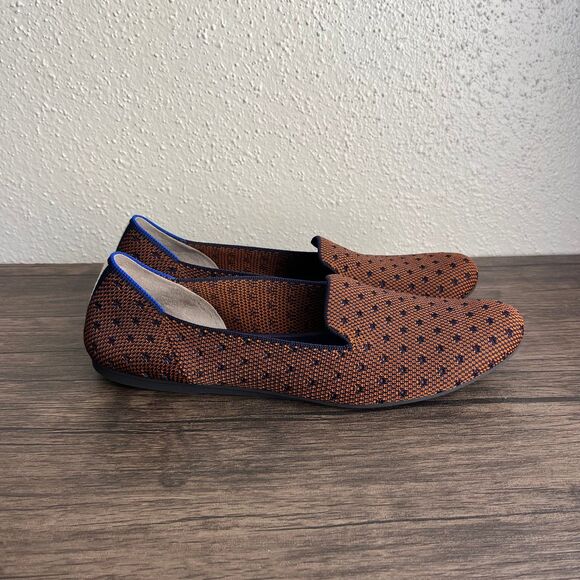 Rothy’s The Loafer Flats Sienna Dot Orange Navy Knit Fabric Womens Size 13 US - Picture 2 of 6
